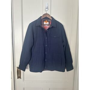 Orvis Flannel Lined Shirt Jacket Mens Size XL Navy Blue Outdoor Classic Comfort